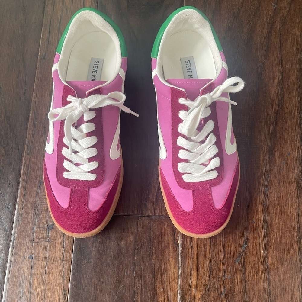 Steve Madden Pink and Magenta Athletic Sneakers with Green Accent